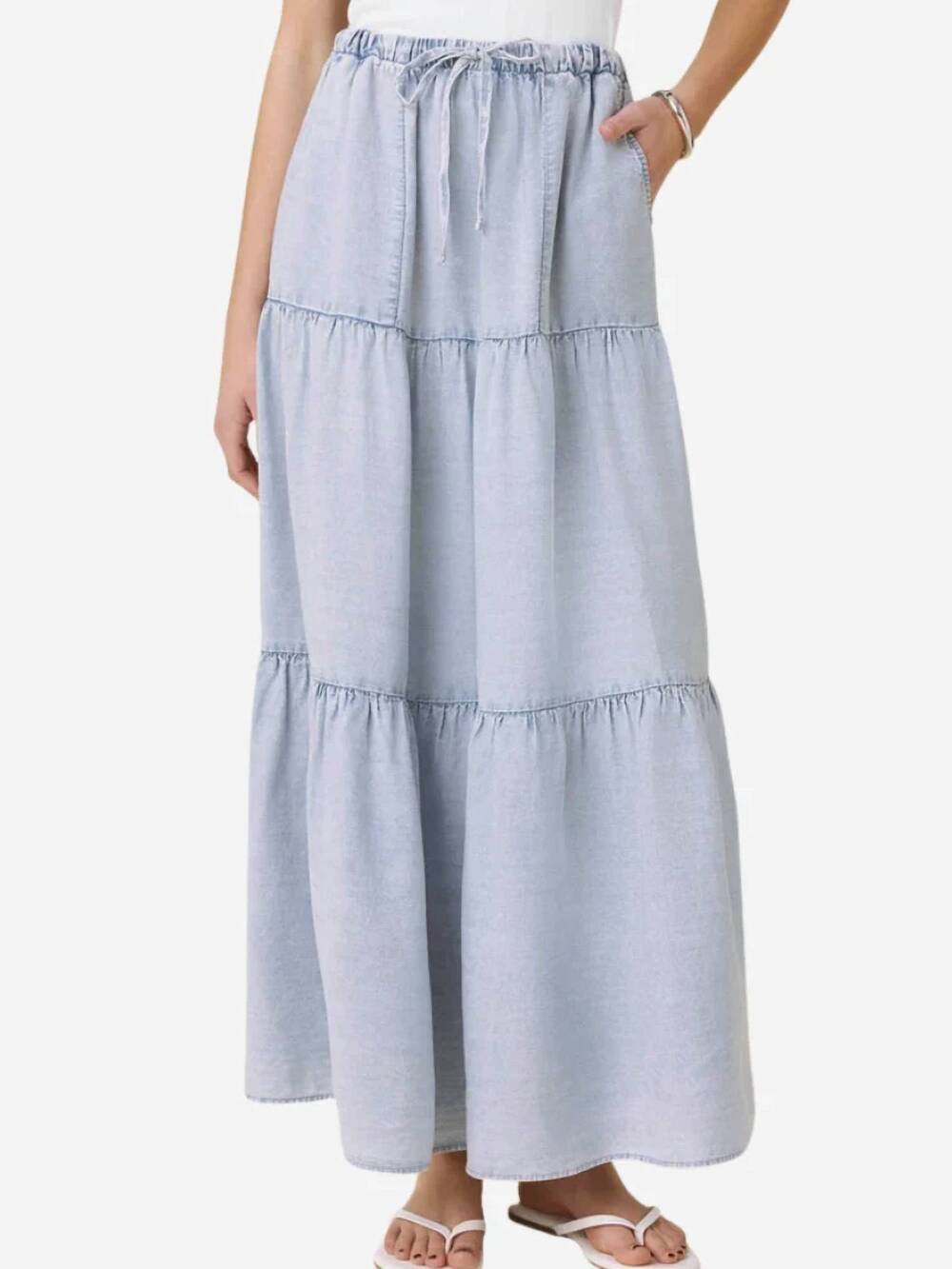 NEW SPLENDID melanie maxi skirt in bleached indigo